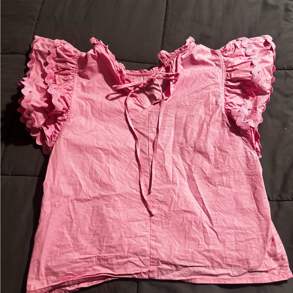 Pink Ruffle Sleeve Women’s Top - Tres Chic